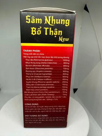 Sâm Nhung Bổ Thận Nam Nữ giúp Bổ Thận td, Tăng Cường Sức khoẻ, Mỏi Gối, Tiểu Đêm - Hộp 30 viên