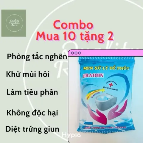 Giá sỉ(Mua 10 tặng 2) Gói sinh học DRAGON 200g xử lý bể phốt, khử mùi hôi, tiêu cặn bã,… bồn cầu, nhà vệ sinh