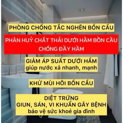Giá sỉ(Mua 10 tặng 2) Gói sinh học khử mùi, xử lý bể phốt, thoát nước nhanh nhà vệ sinh 200g