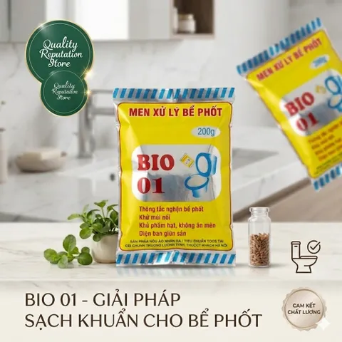 Giá sỉ 1 thùng(50 gói tặng 10) Men vi sinh BiO 01 diệt trứng giun, chống đầy bồn cầu, làm tiêu cặn bã,... gói 200g