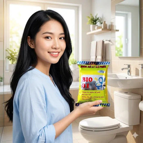 Giá sỉ 1 thùng(50 gói tặng 10) Men vi sinh BiO 01 diệt trứng giun, chống đầy bồn cầu, làm tiêu cặn bã,... gói 200g