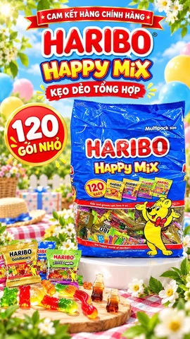 BỊCH LỚN Kẹo dẻo Haribo Goldbears mini gói nhỏ – Bịch 120 gói tiện dùng 1.42 KÝ