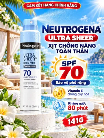 XỊT CHỐNG NẮNG TOÀN THÂN NEUTROGENA ULTRA SHEER BODY MIST SPF 70 (141G) – CHUẨN NỘI ĐỊA MỸ