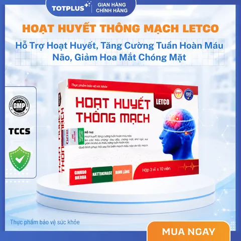 Hoạt Huyết Thông Mạch Letco - Hỗ Trợ Tuần Hoàn Máu Não, Giảm Đau Đầu, Chóng Mặt - Hộp 30 Viên