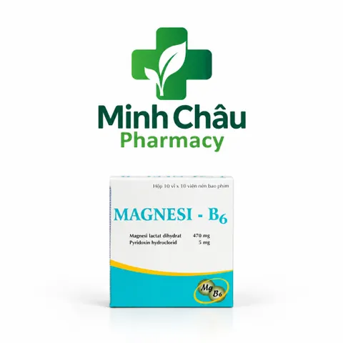 Magnesi B6 ( 470/5mg) - Bổ sung magie, vitamin B6, hỗ trợ suy nhược thần kinh, hay chuột rút (H/100 viên)