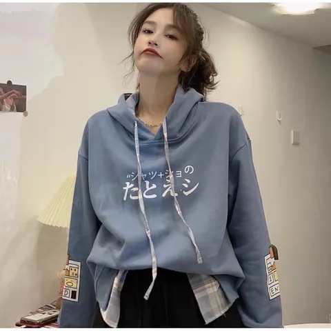 Áo Hoodie Có Nón Giả Sơ Mi Nỉ Bông Dày, Trang Phục Mùa Đông