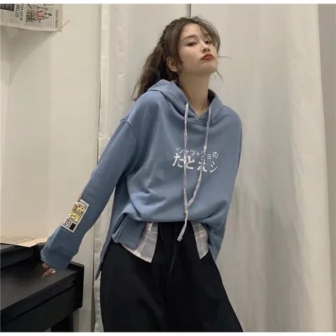 Áo Hoodie Có Nón Giả Sơ Mi Nỉ Bông Dày, Trang Phục Mùa Đông
