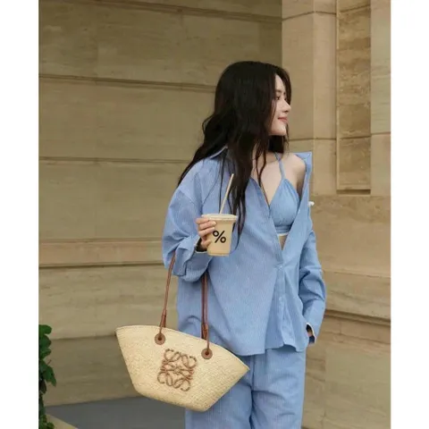 Set Đồ Nữ 3 Món: Áo Sơ Mi Kèm Bra Quần Dài Sọc Dọc Viền Ren, Set Đồ Đi Chơi Cho Nữ