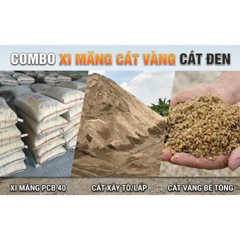 Combo Xi-măng/cát vàng/cát đen dùng trong xây dựng giá rẻ