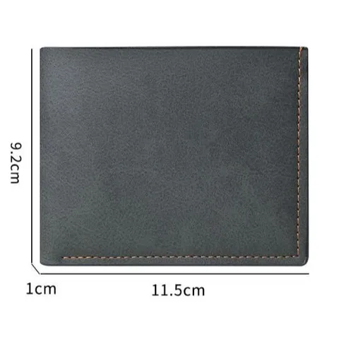 Ví Nam Da Lộn PU Cao Cấp Siêu Mỏng Gọn 9.1x11.5cm - Bifold Wallet Nam Tính Lịch Lãm