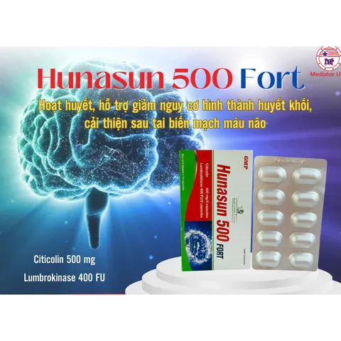 Hunasun 500 FORT Giúp bổ não, bổ thần kinh cải thiện di chứng sau tai biến mạch máu não, sa sút trí nhớ do tuổi già 