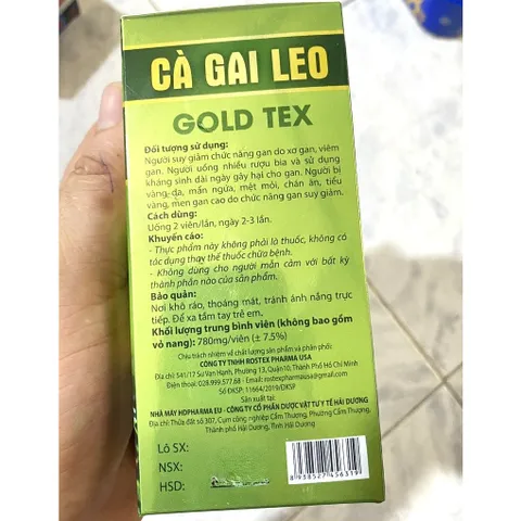 Cà Gai Leo gold tex Giải Độc Rượu - Bảo Vệ Gan, bổ gan mát gan, giải độc, tăng cường chức năng gan