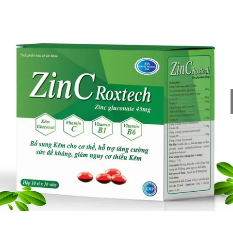 Viên uống ZinC Roxtech bổ sung Kẽm, Vitamin C giúp tăng đề kháng, bồi bổ sức khỏe 