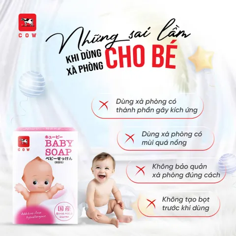 Xà phòng tắm cho bé COW Baby Soap Nhật Bản an toàn, dịu nhẹ cho làn da bé 90g