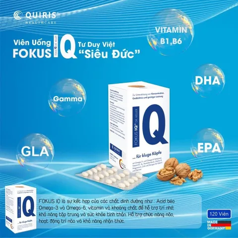 Viên uống bổ não Fokus IQ nội địa Đức, tăng cường tập trung trí nhớ, hiệu suất tinh thần
