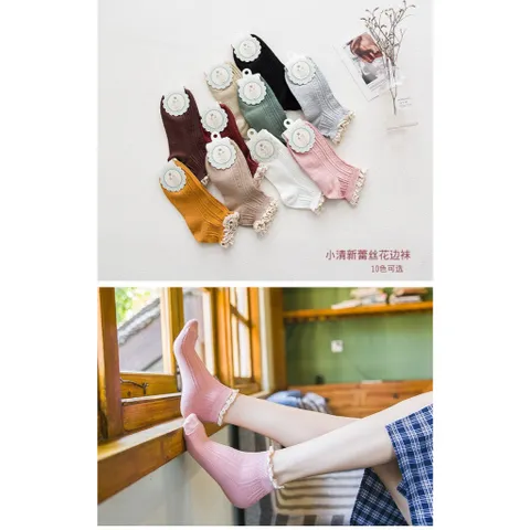 SÉT 10 đôi tất vớ nữ cổ bèo Vintaga nhiều màu