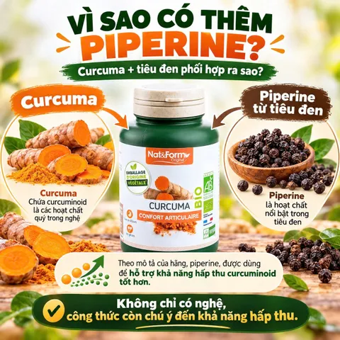 Nat&Form Curcuma Bio 200 Viên – Viên Uống Nghệ Hữu Cơ Pháp, Hỗ Trợ Tiêu Hóa, Sức Khỏe Xương Khớp