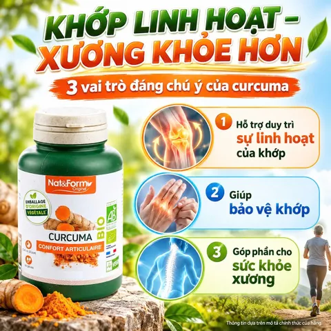 Nat&Form Curcuma Bio 200 Viên – Viên Uống Nghệ Hữu Cơ Pháp, Hỗ Trợ Tiêu Hóa, Sức Khỏe Xương Khớp
