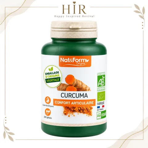 Nat&Form Curcuma Bio 200 Viên – Viên Uống Nghệ Hữu Cơ Pháp, Hỗ Trợ Tiêu Hóa, Sức Khỏe Xương Khớp