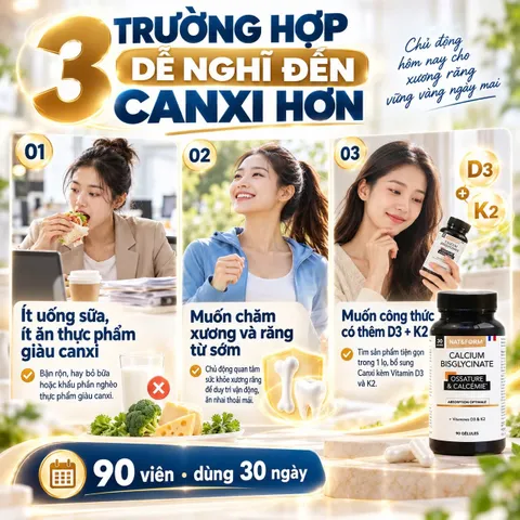 Nat&Form Calcium Bisglycinate 90 Viên Bổ Sung Canxi Hữu Cơ, Vitamin D3 K2 Hỗ Trợ Xương Chắc Khỏe – Pháp