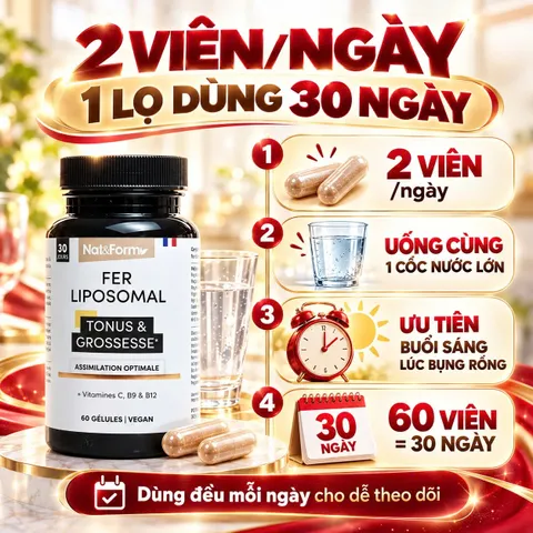 Nat&Form Fer Liposomal 60 Viên Bổ Sung Sắt Liposomal, Vitamin C B9 B12