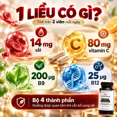 Nat&Form Fer Liposomal 60 Viên Bổ Sung Sắt Liposomal, Vitamin C B9 B12