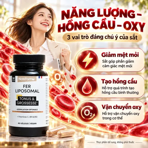 Nat&Form Fer Liposomal 60 Viên Bổ Sung Sắt Liposomal, Vitamin C B9 B12
