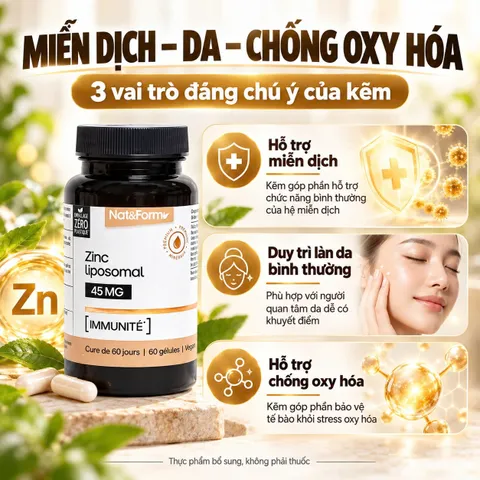 Nat&Form Zinc Liposomal 60 Viên – Kẽm Liposomal 15mg Hỗ Trợ Miễn Dịch