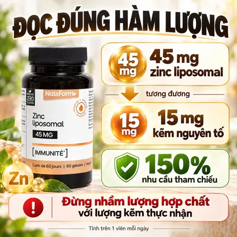 Nat&Form Zinc Liposomal 60 Viên – Kẽm Liposomal 15mg Hỗ Trợ Miễn Dịch