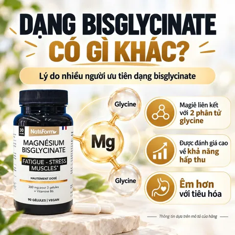 Nat&Form Magnesium Bisglycinate 90 Viên – Magie Hữu Cơ 300mg