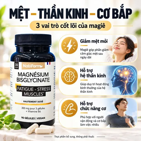 Nat&Form Magnesium Bisglycinate 90 Viên – Magie Hữu Cơ 300mg