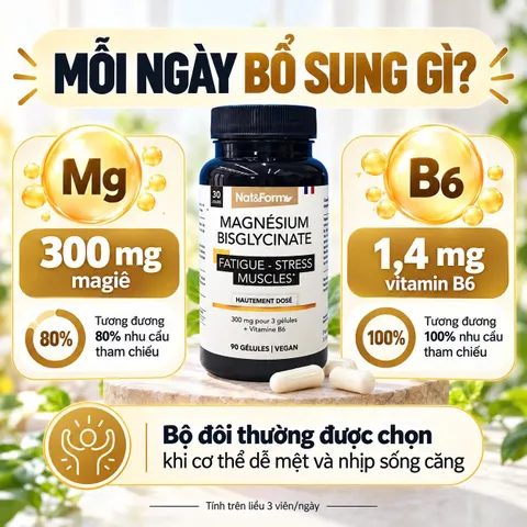 Nat&Form Magnesium Bisglycinate 90 Viên – Magie Hữu Cơ 300mg