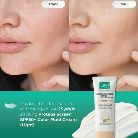 Kem chống nắng MartiDerm Proteos Screen SPF50+ Color Fluid 40ml nâng tone da