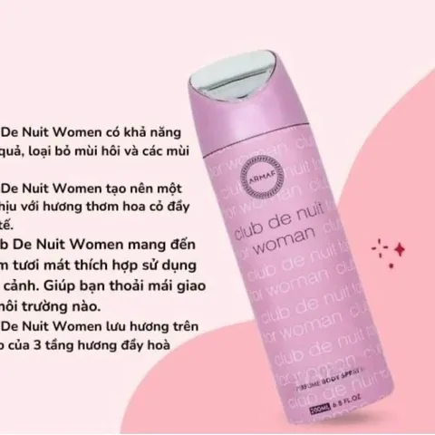 (GIÁ HUỶ DIỆT)Xịt thơm Nữ giới body Club De Nuit Woman & Intense 200ml