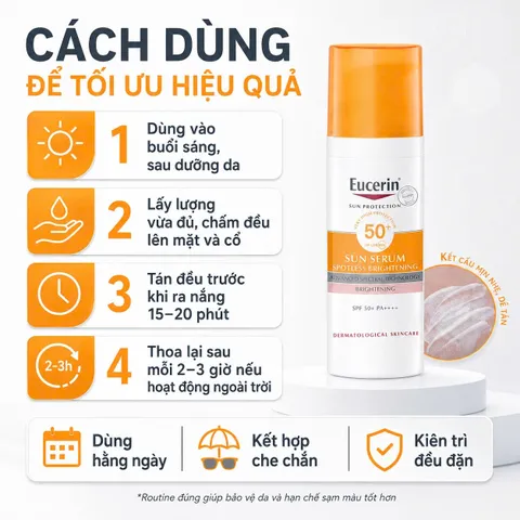Kem Chống Nắng Cho Da Nám Eucerin Sun Serum Spotless Brightening SPF 50+ PA++++ 50ML Sáng Da Mờ Thâm Nám