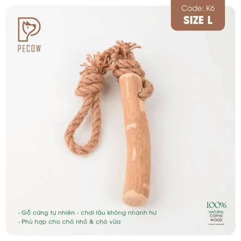 Que từ gỗ cà phê gắn dây kiểu 3 K6 - Size L - Làm sạch răng, giải stress cho boss