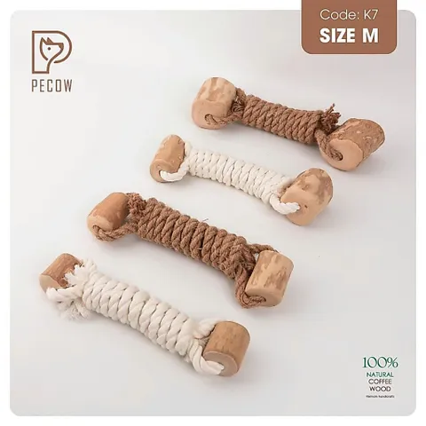 Que 2 khúc từ gỗ cà phê bện dây ở giữa K7 - Size M - Làm sạch răng, giải stress cho boss