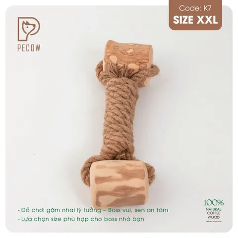 Que 2 khúc từ gỗ cà phê bện dây ở giữa K7 - Size XXL - Làm sạch răng, giải stress cho boss