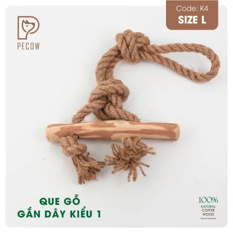 Que từ gỗ cà phê gắn dây kiểu 1 K4 - Size L - Làm sạch răng, giải stress cho boss