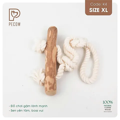 Que từ gỗ cà phê gắn dây kiểu 1 K4 - Size XL - Làm sạch răng, giải stress cho boss
