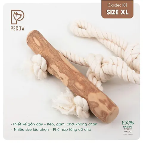 Que từ gỗ cà phê gắn dây kiểu 1 K4 - Size XL - Làm sạch răng, giải stress cho boss