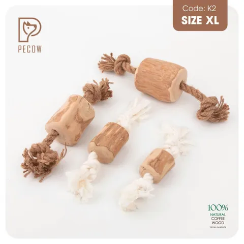Que từ gỗ cà phê gắn dây 1 cục + nút 2 đầu K2 - Size XL