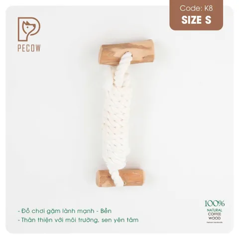 Que 2 khúc từ gỗ cà phê bện dây ở giữa K8 - Size S - Làm sạch răng, giải stress cho boss