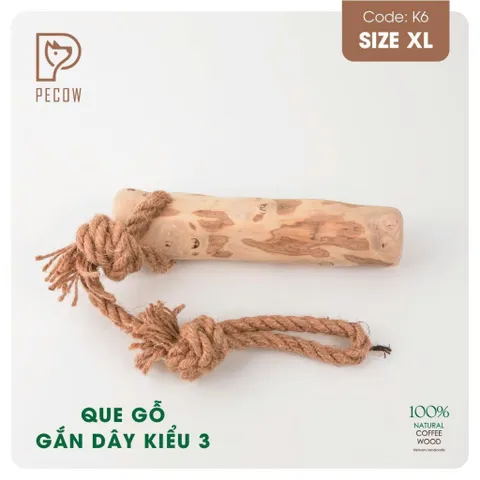 Que từ gỗ cà phê gắn dây kiểu 3 K6 - Size XL - Làm sạch răng, giải stress cho boss