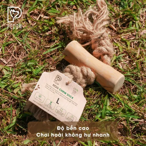 Dây thừng thắt nút loại 1 cục từ gỗ cà phê đủ kích thước - Giảm mảng bám, sạch răng cho thú cưng