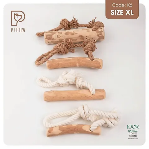 Que từ gỗ cà phê gắn dây kiểu 3 K6 - Size XL - Làm sạch răng, giải stress cho boss