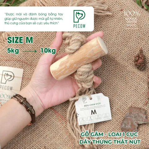 Gỗ gặm PeCow que nhai kết hợp dây thừng bản 1 cục dành cho thú cưng