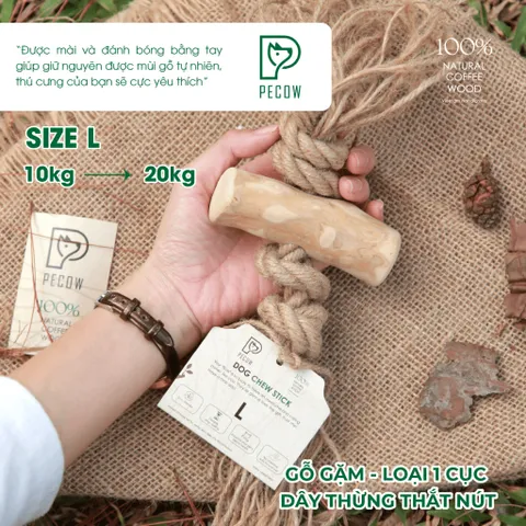 Gỗ gặm PeCow que nhai kết hợp dây thừng bản 1 cục dành cho thú cưng