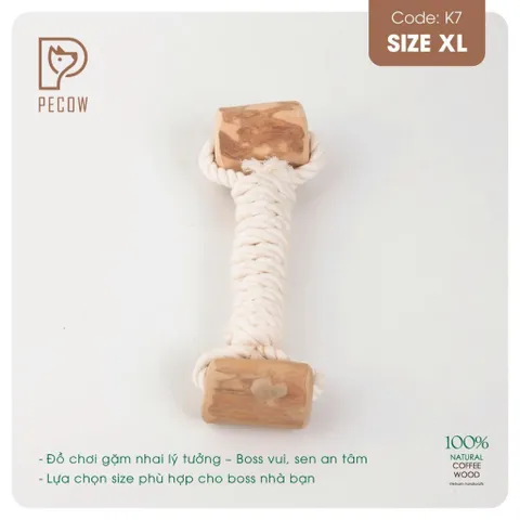 Que 2 khúc từ gỗ cà phê bện dây ở giữa K7 - Size XL - Làm sạch răng, giải stress cho boss