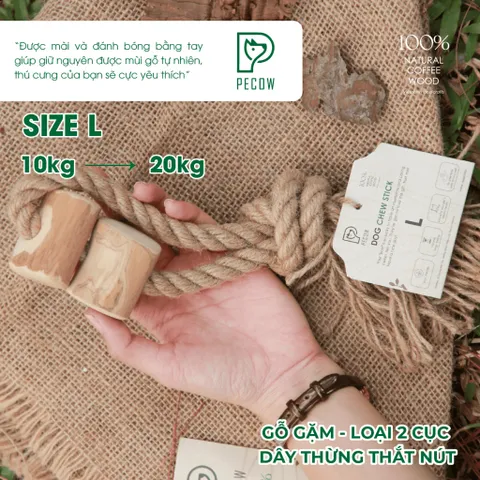 Gỗ gặm PeCow que nhai kết hợp dây thừng bản 2 cục dành cho thú cưng